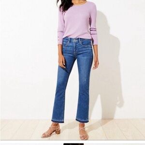 Loft high waist ankle kick crop jeans raw hem